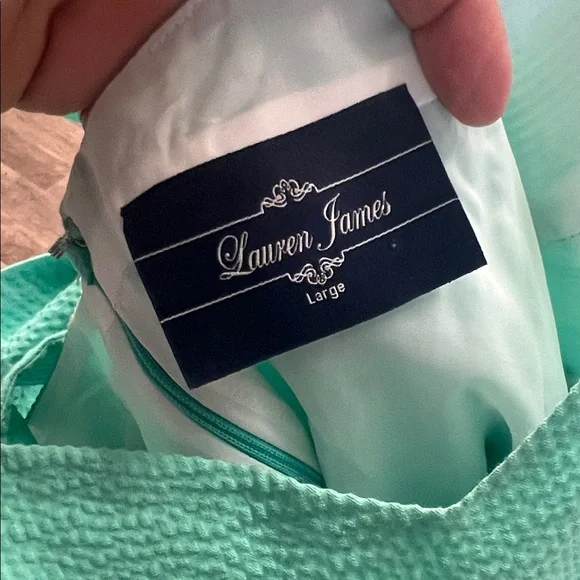 Elegant Lauren James LivingstonMint seersucker Green Sleeveless Dress Large - Picture 4 of 4